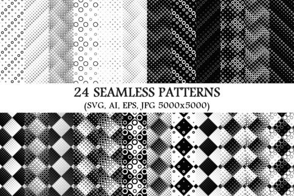 24 Monochrome Seamless Circle Patterns