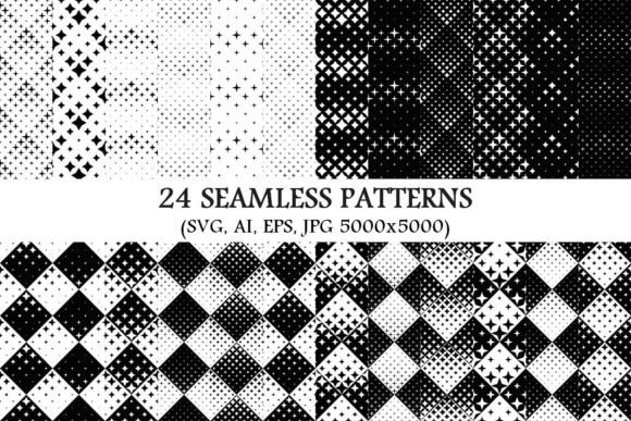 24 Monochrome Seamless Star Patterns