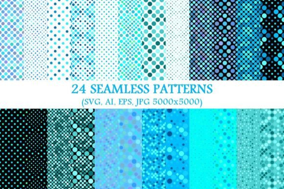 24 Seamless Light Blue Dot Patterns