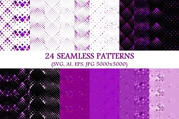 24 Seamless Purple Square Patterns