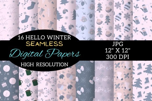 Boho Winter Digital Paper Patterns