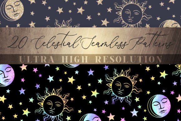 Celestial Sun Moon Seamless Patterns: A Multitextured Design Resource for Magical and Modern Projects