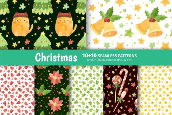 Christmas Patterns with Cute Kittens