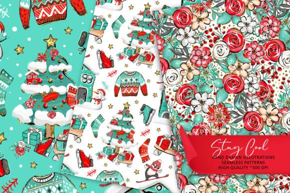 Christmas Seamless Patterns, Cute Papers