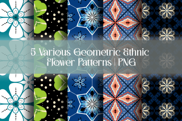 Geometric Ethnic Flower Patterns PNG