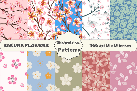 Sakura Flowers Seamless Patterns