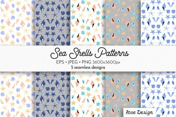 Sea Shells - Seamless Patterns Bundle: Effortless Boho Design for Print, Textile & Home Decor