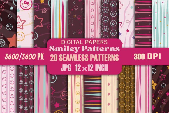 Seamless Patterns with Smiley Stars