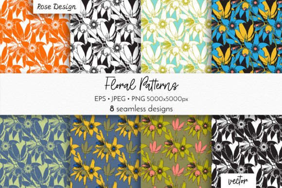 Spring Wildflowers Seamless Patterns
