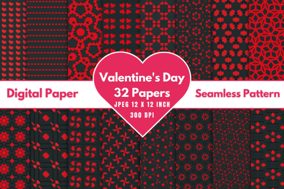 Valentine’s Day Digital Paper Patterns