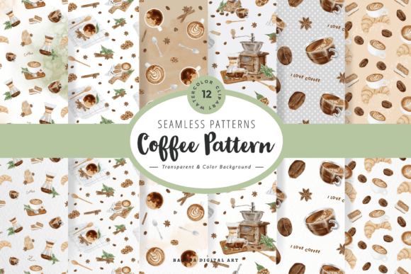 Watercolor Coffee Patterns
