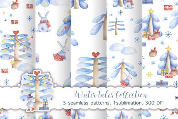 Watercolor Winter Tales Patterns Set