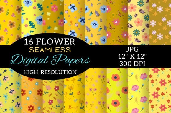 Yellow Flower Digital Paper Patterns